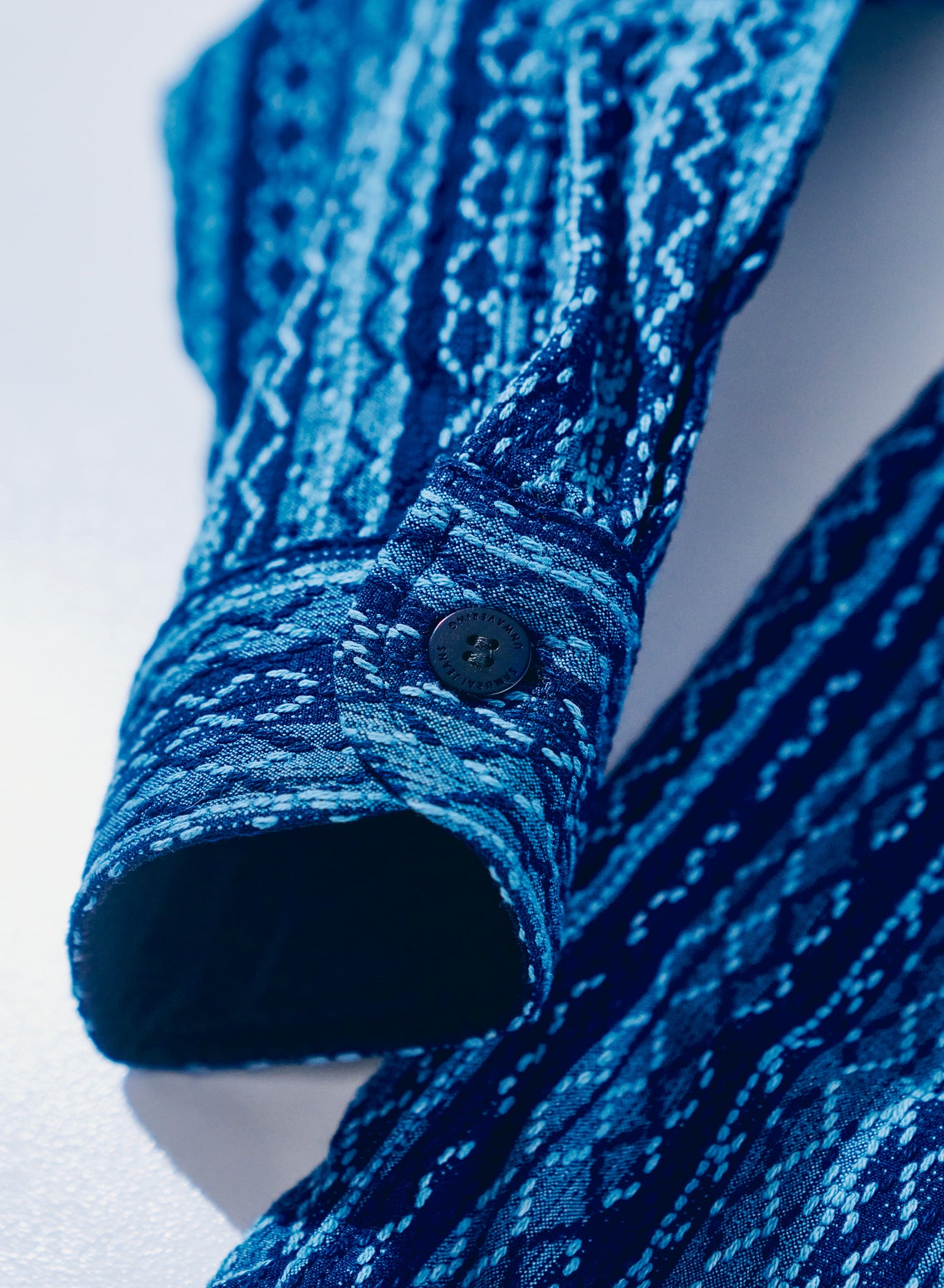 SSS25-SKS Indigo Sashiko Stripe Shirt