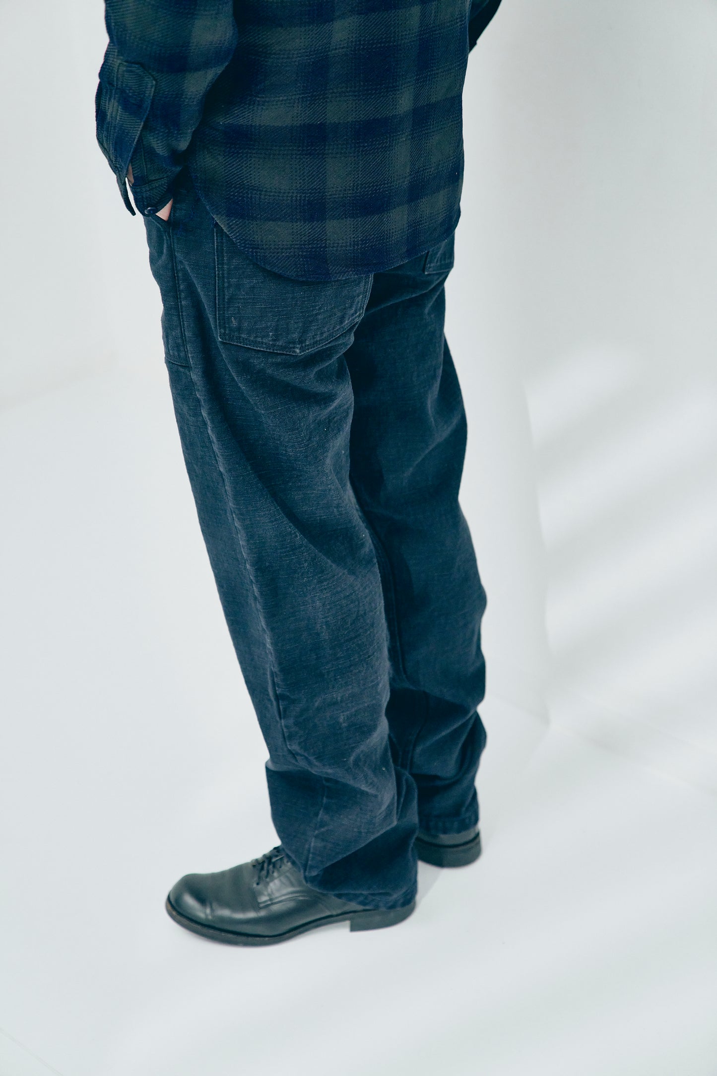 SJ52BK 15ozブラックバックサテンベイカーパンツ