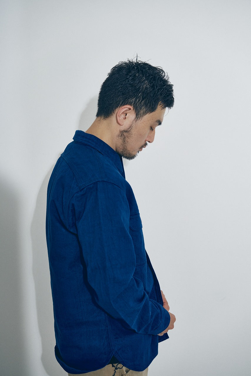 SSS25-AHB 藍浅葱へリンボンワークシャツ