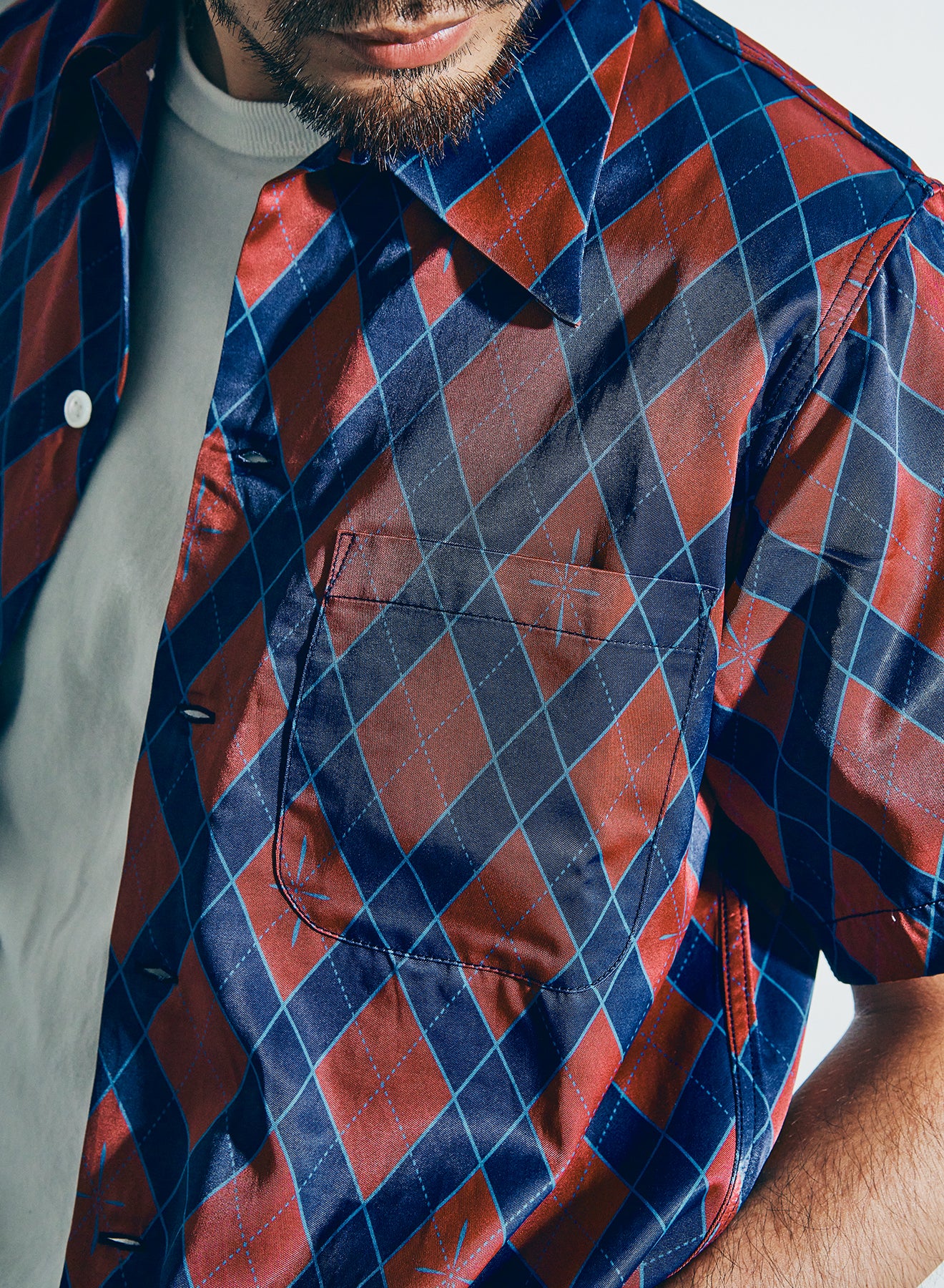 HSA25-01  蛇アーガイル総柄シャツ