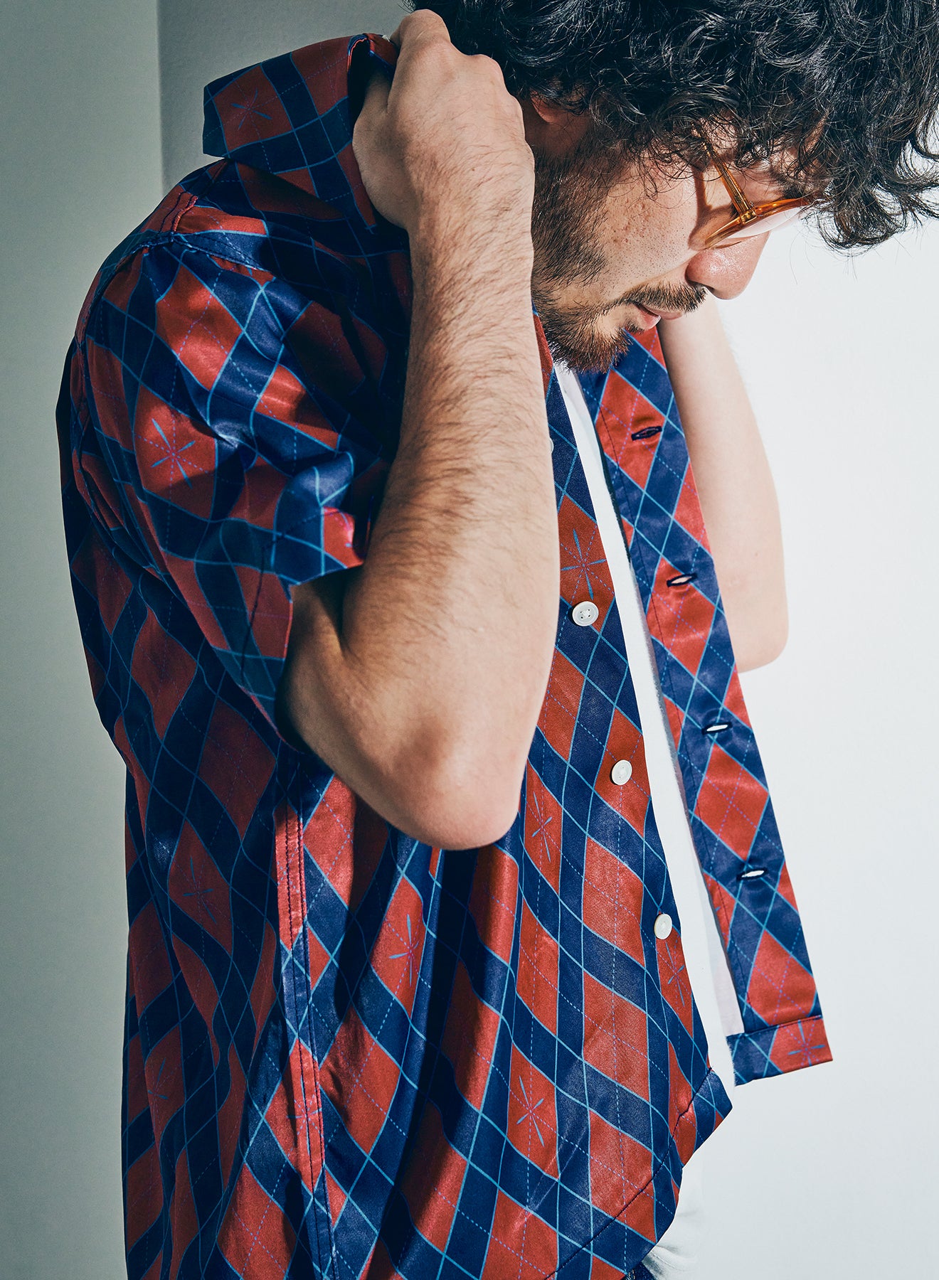 HSA25-01  蛇アーガイル総柄シャツ