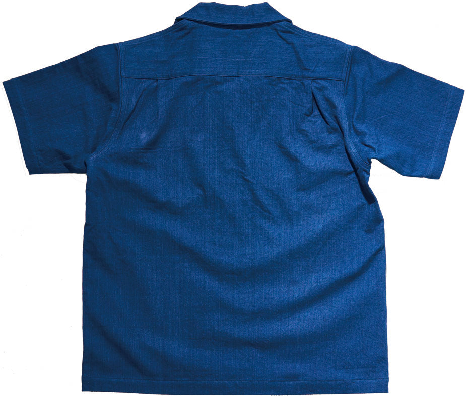 SOS25-AHB 藍浅葱へリンボンオープンカラーシャツ