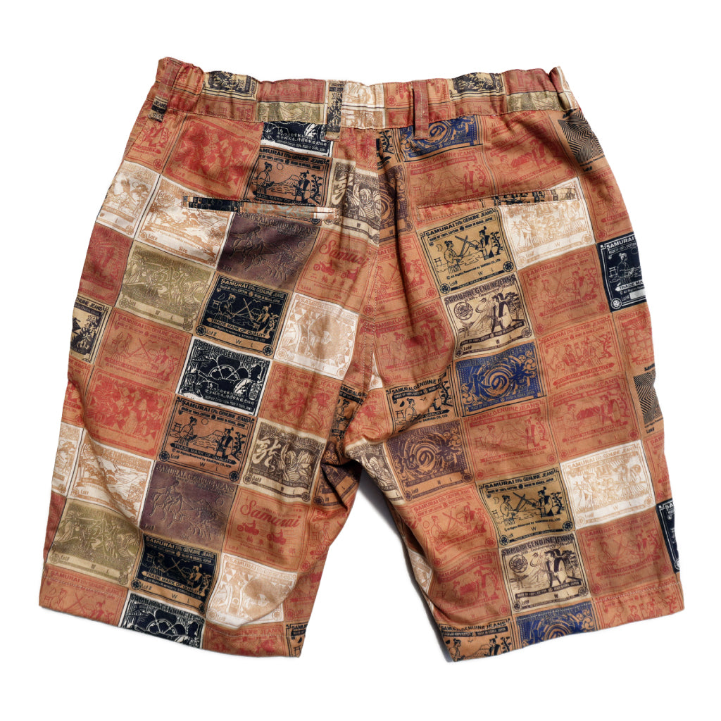 SJSP23-PC パッチ総柄生地イージーショーツ