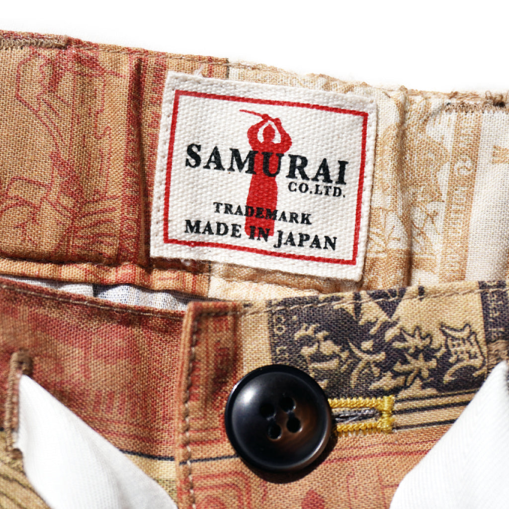 SJSP23-PC パッチ総柄生地イージーショーツ